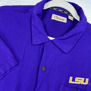 Chiliwear LSU Tigers Shirt Mens XL Purple Rayon Button Up Camp Short Sleeve NCAA